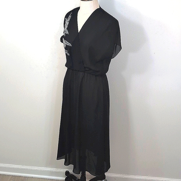Vintage Billy Jack For Her sheer midi dress W sparkly floral design. Medium. - Picture 3 of 12